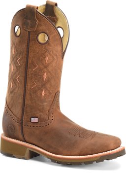 Light Brown Double H Boot Mens 12 inch Domestic Wide Square ST Ice Roper